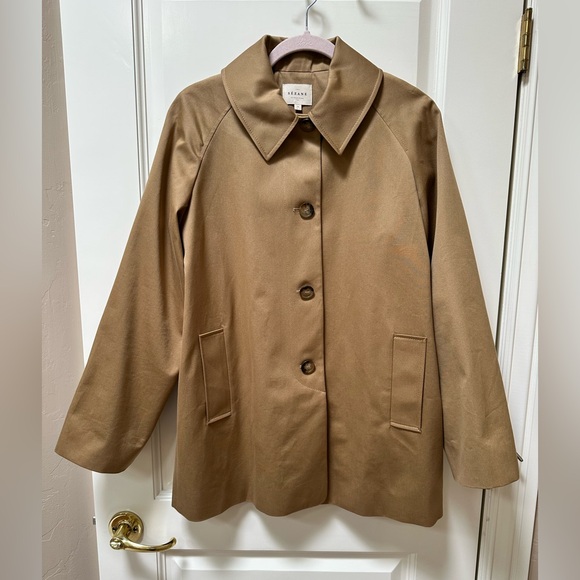 Sezane Carter Trench Coat with Plaid Lining - Picture 2 of 10
